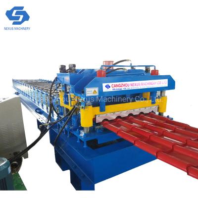 China                  Roofing Steel Tile Making Machine Step Tile Making Machine Tile Shape Roll Forming Machine              for sale