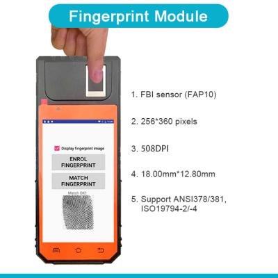 China HFSecurity FP09 Android NFC  All-In-One  Thermal Printer Terminal FBI Certified Fingerprint Smartphone for sale