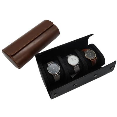 China High Quality Watch Box Watch Roll Up Vintage Retro Chic Portable Organizers Leather Watch Case Packing Travel Box For Watch for sale