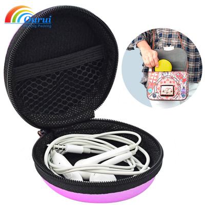 China Hot Selling Eva Hard Case With Zipper Fashion Round Small PU Earphone for sale