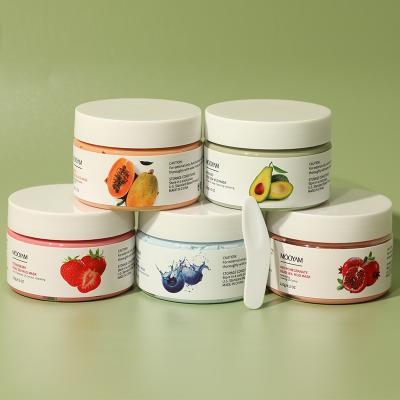 China Deep Cleansing Fruit Clay Facial Mask Pomegranate Strawberry Avocado Dead Sea Mud Mask Natural Organic Moisturizer Private Label Oil Control for sale