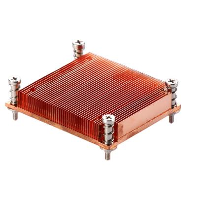 China Graphics Card OEM FM Passive Pure Copper Fin Heatsink Cooler Dodging Copper For 40W GPU 90*90*25mm Heatsinks for sale