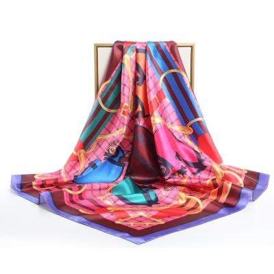 China Zhongyu Hot Sunshade Decoration 100% Handmade Screen Prints Making 110 110 Satin Square Ladies Silk Scarves for sale