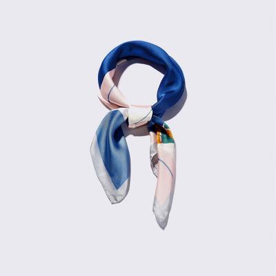 China New Custom Designed Multifunctional Printing Ladies Eco-Friendly Elegant Neck Satin Silk Scarves for sale