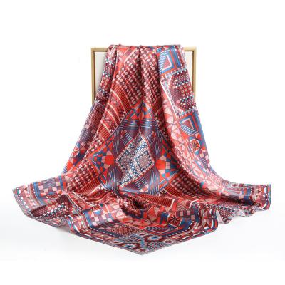 China 2022 ZhongYu Soft Elegant Luxury Square Scarf 90*90cm Fashion Business Style Solid Square Silk Satin Scarf Customizable Design Printing for sale