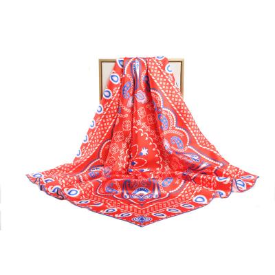 China ZhongYu 2022 Hot Selling Luxury Elegant Soft Chiffon Square Scarf Flower Printed Silk Twill Scarf Custom For Women for sale