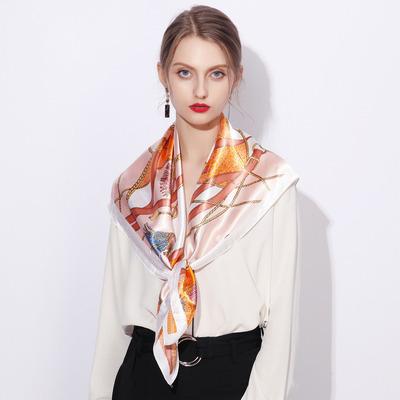 China 2022 Large Square Logo Lady 90*90cm Custom Printing Silk Scarves Wholesale Luxury Soft Elegant ZhongYu Satin Silk Scarf Shawl for sale