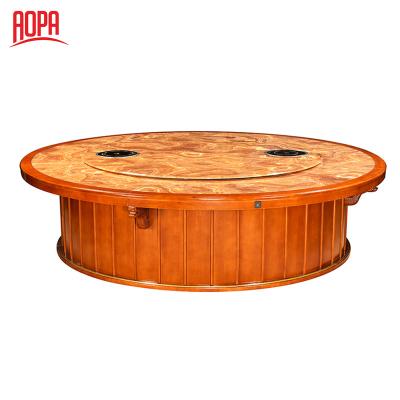 China Rotating Table AOPA Modern Wooden Restaurant Dining Tables And Chairs for sale