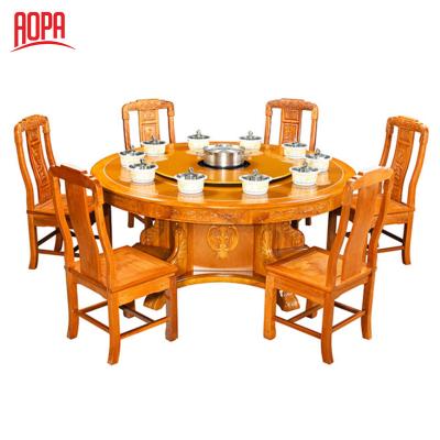 China Revolving wooden table and chairs of chinese table restaurant furniture for sale