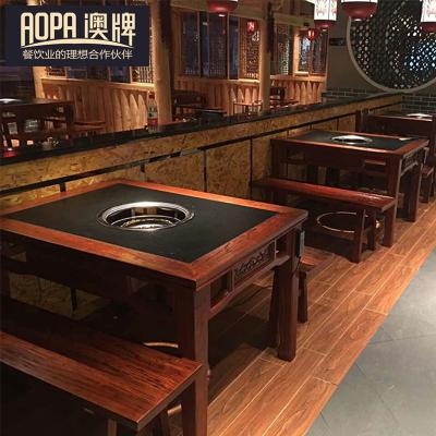 China Rotating Table Pot Chinese Hot Tables And Chairs Used For Restaurant for sale