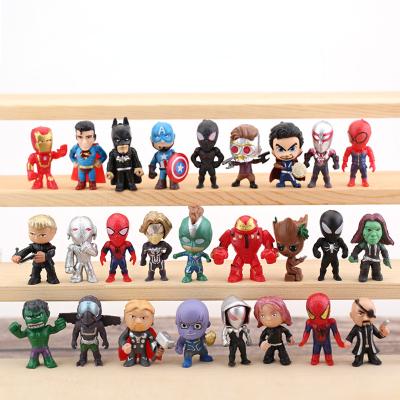 China 2022 New Cartoon Toy Style Marvel Figure Thanos Black Panther Spiderman Mini Figure Model Toy Car Ornaments 26pcs/Set for sale