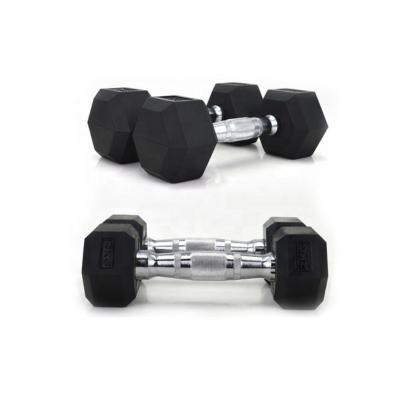 China Durable Gym Dumbbell Home Fitness Weightlifting Hex Rubber Dumbbell Set Dumbbells Logo for sale