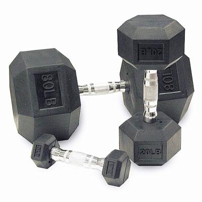 China Rubber Covered Dumbbell Fitness Hex Dumbbells 5lb-100lb Commercial Dumbbells Dumbbell 5lb for sale