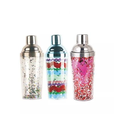 China Wholesale 500ml Hard Plastic Double Wall Bar Wine Shaker Bottle Factory Directly GRS Cocktail Shaker Bottle for sale