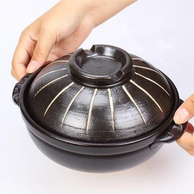 China Stored Earthenware Clay Cooking Thermal Japanese Style Globular Ceramic Pot for sale