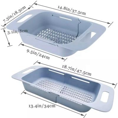 China Sustainable Adjustable Folding Over Sink Strainer Colander Fruits And Vegetables Drain Basket For Kitchen for sale