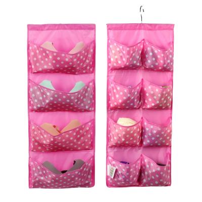 China Minimalist Double Side 16 Pockets Hanging Underwear Storage Bag Space Saver Closet Organizer for sale