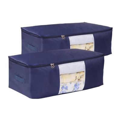 China Sustainable Bag Comforter Cloth Box With Zippers Clothes Organizer Comforter Pack Of 2 Storage Bags for sale