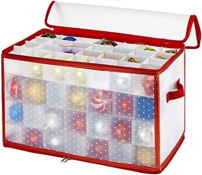 China Daytime Viable Transparent Plastic Storage Box Christmas Ornament Foldable Storage Box for sale