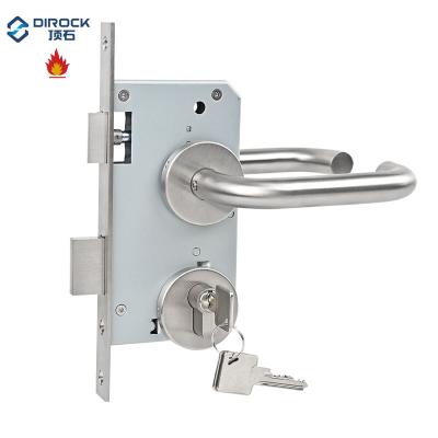 China DIROCK Modern Door Lever Handle in 1906 Grade 3 Fire Stainless Steel Tube Mortise Lock Rated Handle for sale