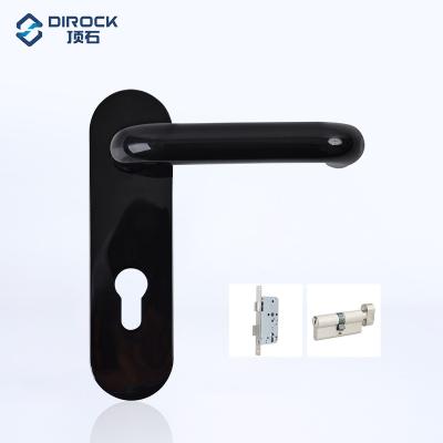 China Modern fire door used 72mm center distance black nylon door handle with spring in 9x9mm shaft / stainless steel door handles for sale