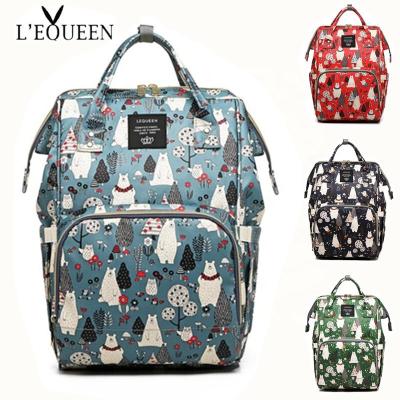 China 2021 Custom Backpack Printing Logo Design Large Capacity Baby Care Travel Stroller Mom Kids Diaper Bag for sale