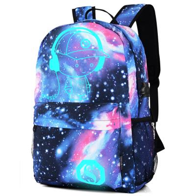 China With USB Starry Sky Luminous Kids Backpack Boys Korean Oxford Cloth Printing Backpack College Student Schoolbag Wholesale for sale