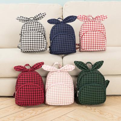 China Wholesale Newest Cute Toddler Fasion Girls Mini Bowknot Cartoon Baby Children Lattice Cartoon Backpacks Kids for sale