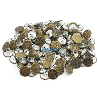 China Custom Engrave Name Logo Antique Copper viable color maker brass jeans rivet buttons for sale