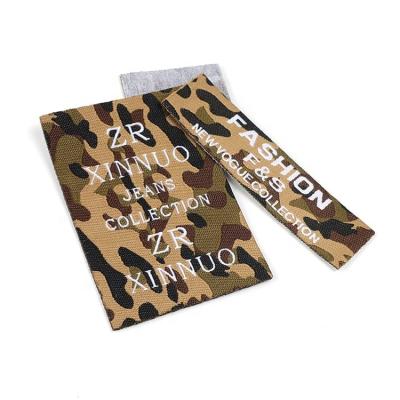 China Sustainable Labels For Wholesale Private Custom Apparel Brand Sew On Cloth Camouflage Woven Labels for sale