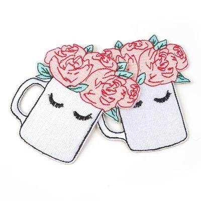 China Wholesale 3D Stich Patch Iron On Custom Design 3d Name Logo Bulk Flower Applique Embroidery Patches For Fabric for sale