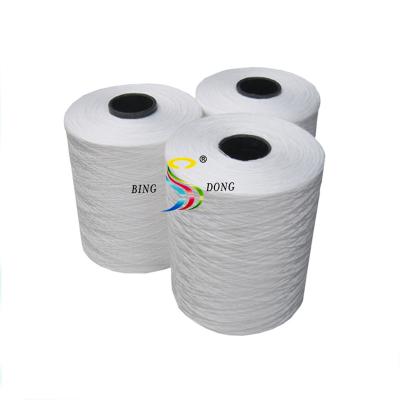 China Sustainable 42/2 42/3 62/2 62/3 semi dull raw white soft wind 100% virgin polyester spun yarn for sewing for sale