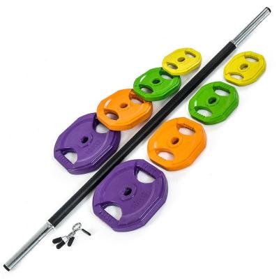 China Commercial Use Cardio Pump Barbell Set Colored Body Set Pump Rubber Barbell Set for sale