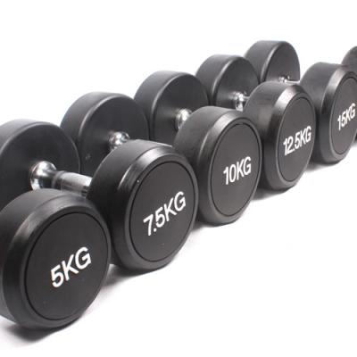 China high quality rubber covered dumbbell round rubber coated dumbbell weights commercial cheap dumbbells for sale