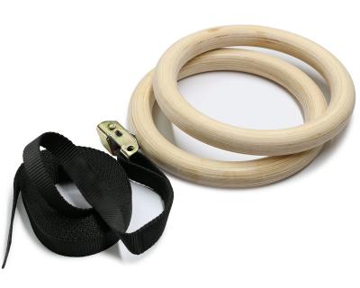 China Hot Selling Home Use 23Cm Dia Exercise Gymnastic Rings Hanging Ring Wooden for sale