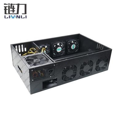 China With fan 8 GPU server case rx 580 gpu case 55mm card slot 1660s 2060s graphics card server for sale