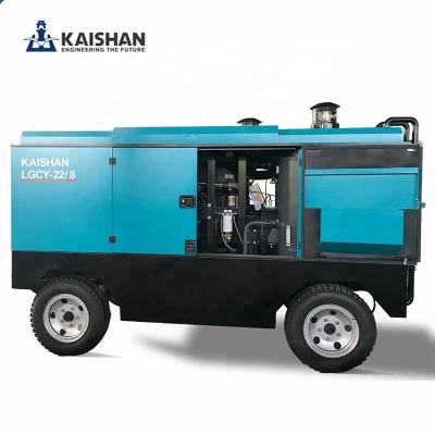 China Kaishan diesel mobile screw type air compressor LGCY-22/8K diesel portable air compressor for sale