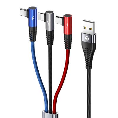 China Mobile Phone Time Series A Type C Micro USB 3 Slot Light ning Plugs 1.5M DC5V 2.4A Cable for sale