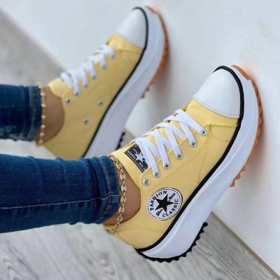 China Fashion Trend Fashion New Women's Canvas Shoes Outdoor Sports High-top Flat Casual Shoes Thick-soled Lace-up Sneakers shoes for sale