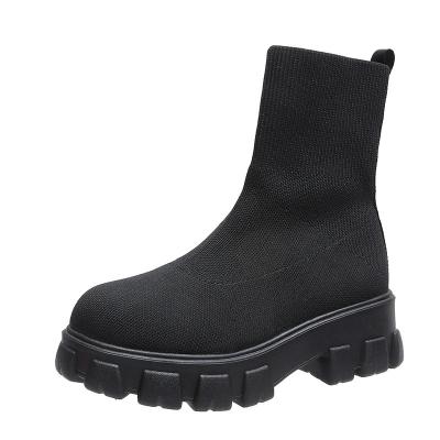 China Round Women Boots Slip On Western  Platform Knitted Ladies Autumn Socks Boots For Women Fashion Female Ankle Boots for sale