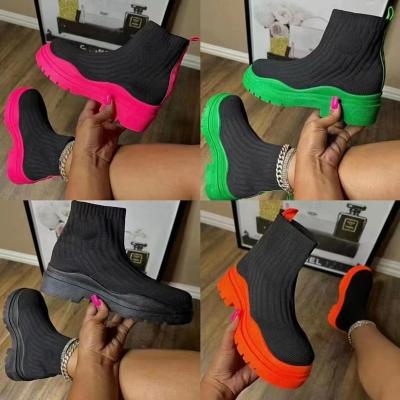 China Round Fashion boot Socks Women Shoes Sneaker Thick-soled Knitted Platform Boots Women Shoes Winter Boots for women 2022 for sale