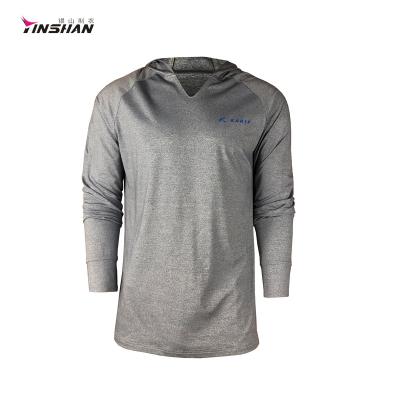 China Best Quality Breathable Gray Polyester Sports Breathable Hoodie With Logo Printing Custom Made for sale