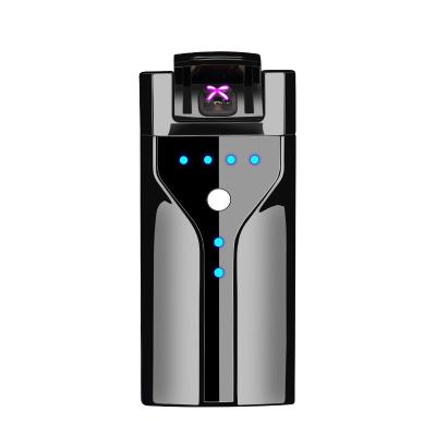 China Minimalist Fingerprint Feeling Rechargeable Double Arc Touch Lighter With Lighter Electronic Gift Lamp USB Custom Cigarette Generation for sale