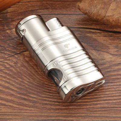 China Luxury Windproof Cigarette Gas Lighters Jet Lighter Torch Butane Portable Metal Pocket Durable Cigar Lighter 4 Cigar Accessories for sale