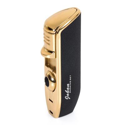 China Portable Men's Cigar Lighter Gas Lighter Gas Lighter Portable Men's Jet Triple Flame Cigar Torch Power Butane Instrument Windproof Cutter for sale