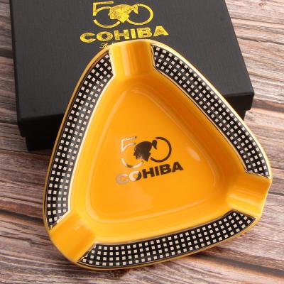 China Portable Ceramic Cigars Ash Tray Tobacco Cigarette Ashtrays Cigar Holder Instruments Cigar Durable Home Ashtray 3 for sale