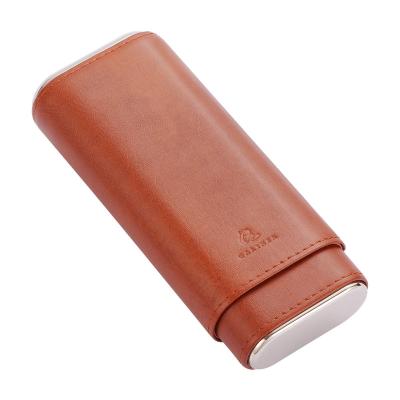 China Durable Cigar Case Leather Cigar Moisturizing Case Three-Pack Leather Cigar Carrying Case for sale