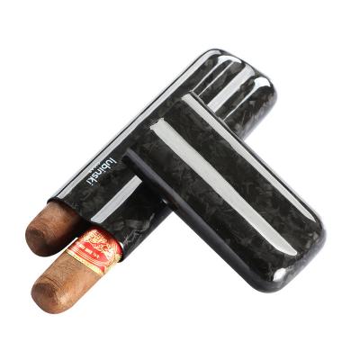 China Durable Portable Lightweight Carbon Cigar Case Cigar Memory Tube Holder Travel Cigar Humidor for up to 58 Rings for sale