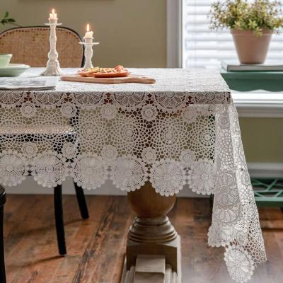 China Other Beautiful Mesh Lace Tablecloth Fabric Wholesale Embroidered Table Cloth for sale