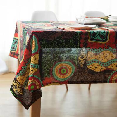 China Tablecloth Floral Print Waterproof Mediterranean Linen Square Tablecloth for sale